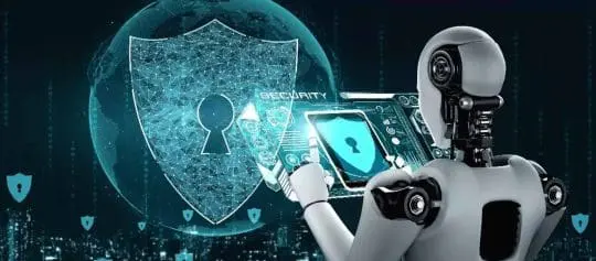 AI robot using cyber security to protect information privacy