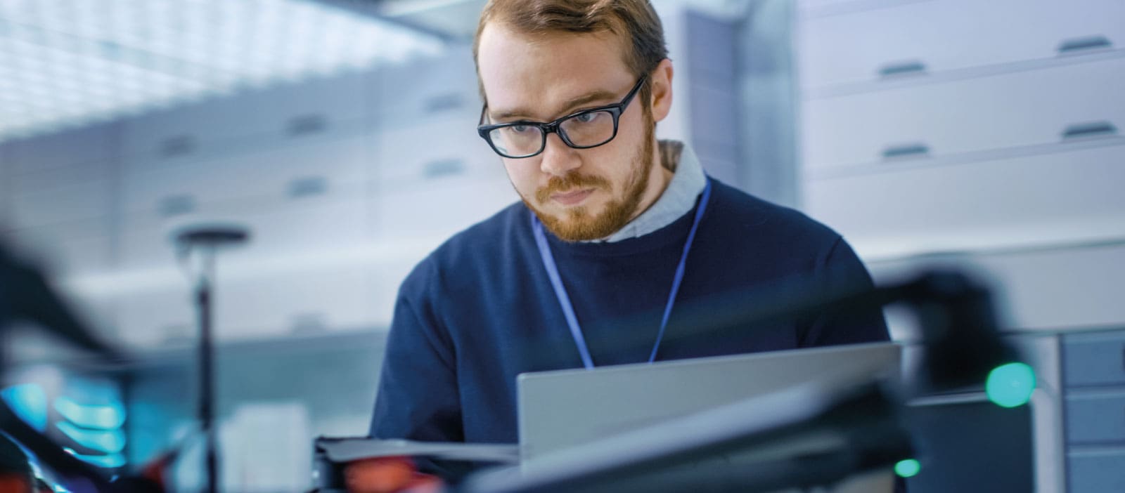 Cybersecurity expert at computer