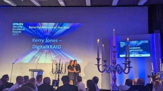 Kerry Jones named Security Woman of the Year 2023 1 Kerry Jones receiving Security Woman of the Year Award lowres