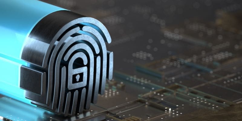 Graphic of padlock on circuit board