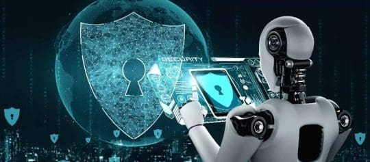 Adaptive Malware: The New Cyber Threat 2 AI robot using cyber security to protect information privacy